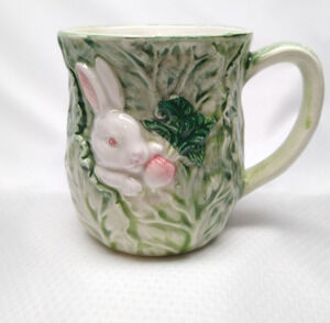 Shafford Rabbit Patch Mug Green Cabbage Leaf Bunny 3D Vintage Easter
